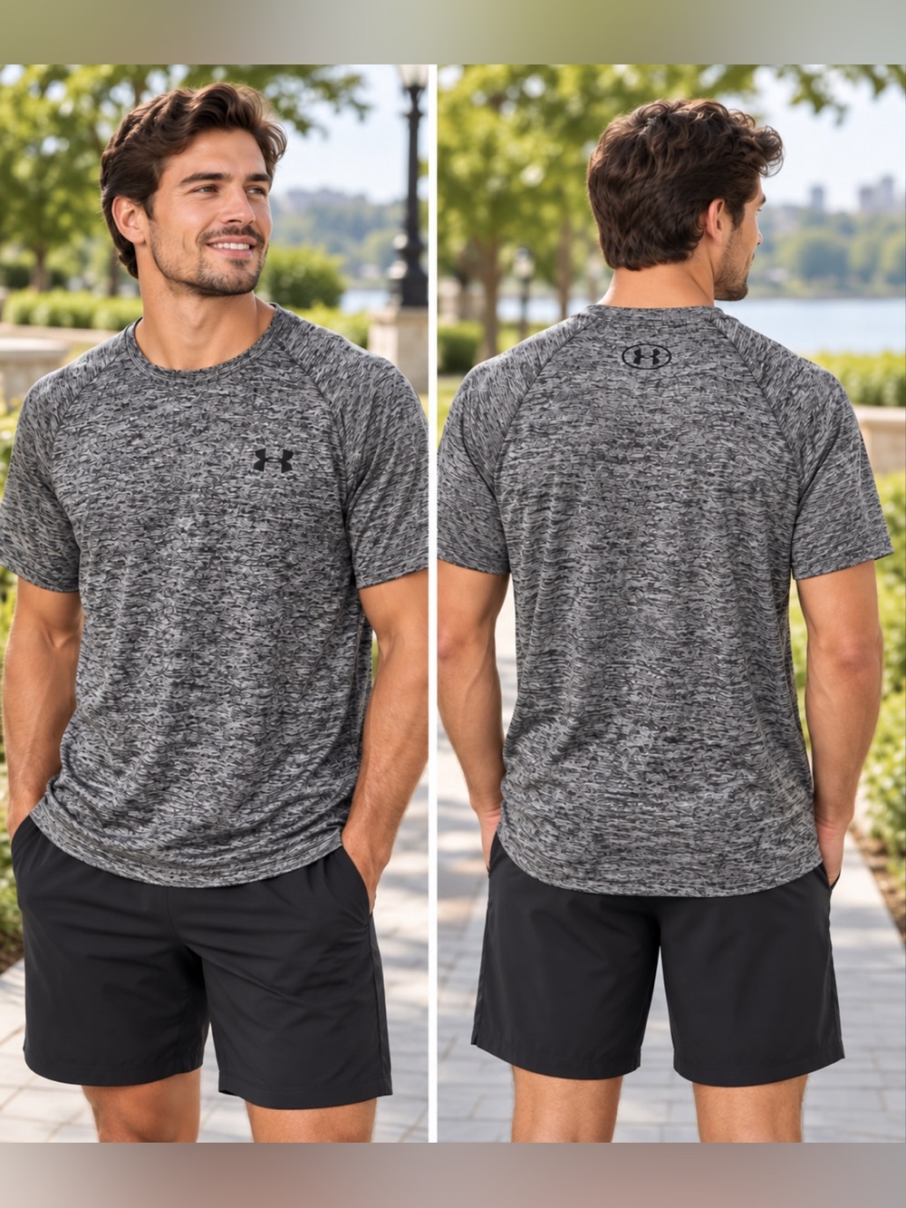 Under Armour Men’s The Tech Tee Gray Black Heather Size Small NWOT